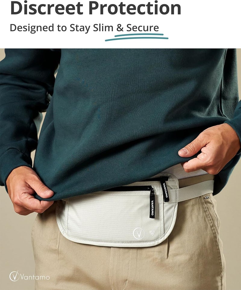 Vantamo Money Belt with RFID For Men & Women, Hidden Passport Holder for Travel, 2 Compartment Travel Fanny Pack for Women Anti Theft - Image 2